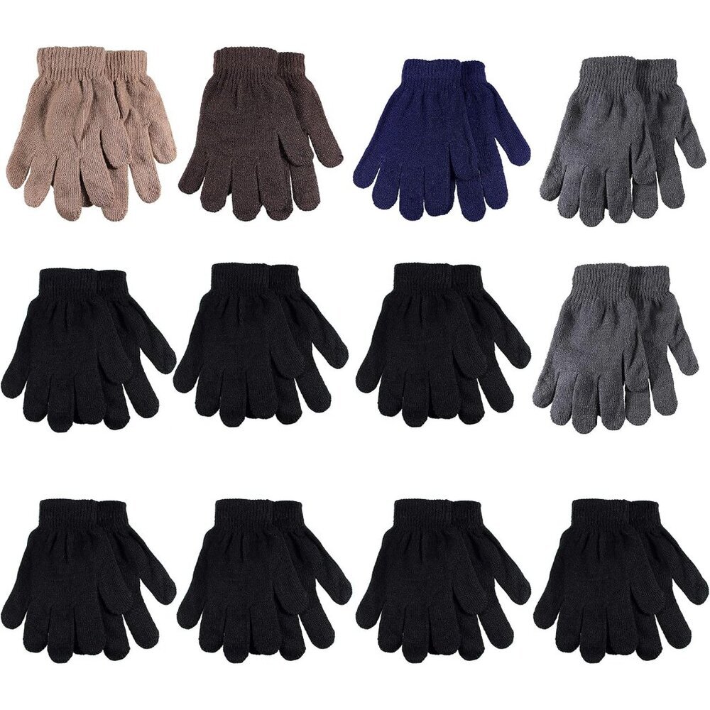 Adult Winter Gloves Knitted Magic Gloves Wholesale Lot 12 Pairs Bulk